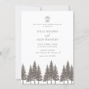 Woodland Forest Pine Tree Rustic Casual Wedding Invitation