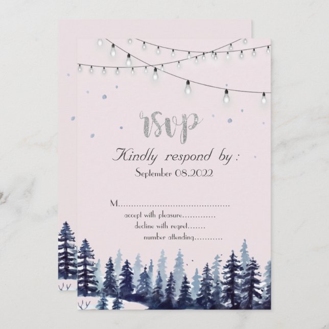 Woodland,Forest,Pine Trees RSVP   Invitation (Front/Back)