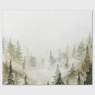 Woodland,Forest,Pine Trees,String Lights Wrapping Paper