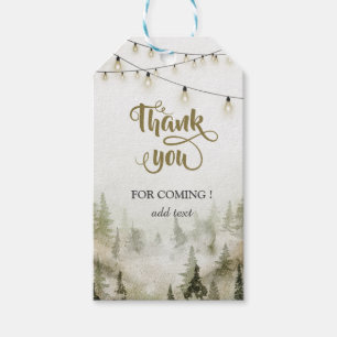 Woodland,Forest,PineTrees,String Lights Thank You Gift Tags