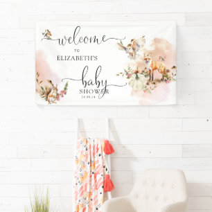 Woodland Forest Pumpkin Fall Baby Shower Welcome Banner