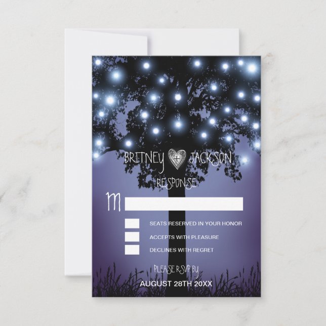 Woodland Forest Rustic Tree Wedding RSVP Cards (Front)