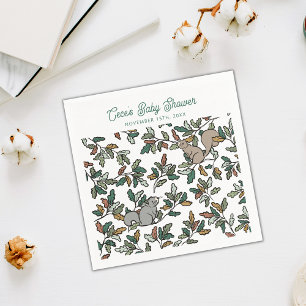 Woodland Forest Squirrels Baby Shower Napkin