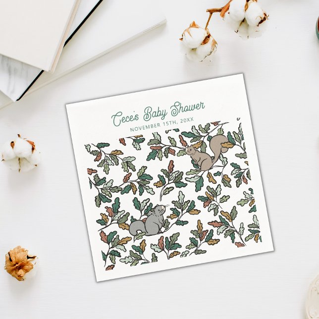 Woodland Forest Squirrels Baby Shower Napkin (Woodland Squirrels Baby Shower Napkins)