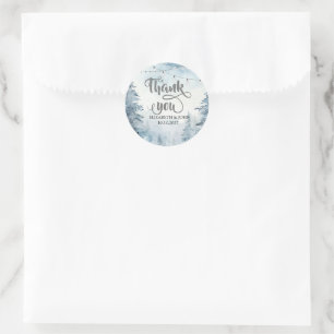 Woodland,Forest,String Lights Blue Thank You Classic Round Sticker