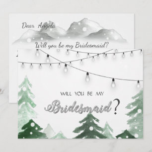 Woodland,Forest String Lights, Bridesmaid Card