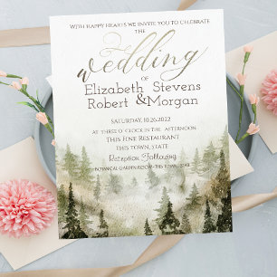 Woodland,Forest,String Lights Green Wedding   Invitation