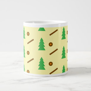 Woodland Forest Tree Pattern – Cosy Nature Design Large Coffee Mug