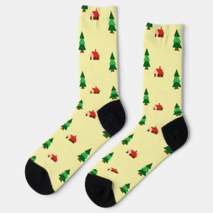 Woodland Forest Tree Pattern – Cosy Nature Design Socks