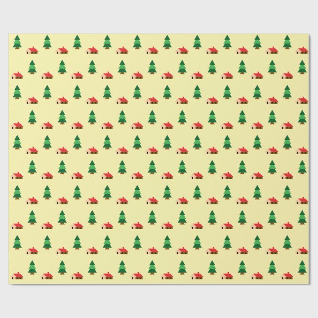 Woodland Forest Tree Pattern – Cosy Nature Design Wrapping Paper (Flat)