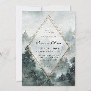 Woodland Forest   Watercolor Wedding Invitation