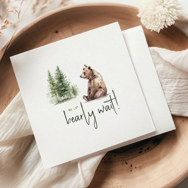 Woodland Forest We Can Bearly Wait Baby Shower Napkin (Creator Uploaded)