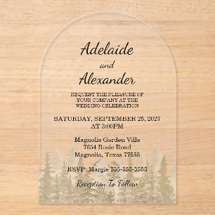 Woodland Forest Wedding Green Acrylic Invitations
