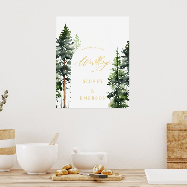 Woodland Forest Welcome Wedding Arch Foil Prints (In Situ (Kitchen))