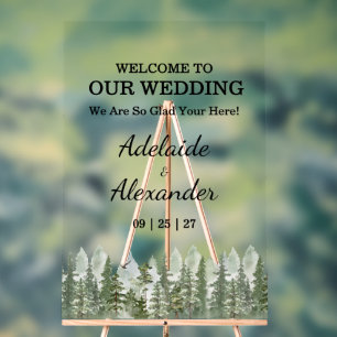 Woodland Forest Welcome Wedding Green Acrylic Sign