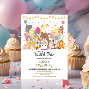 Woodland Forest Wild One Birthday Party  Invitation