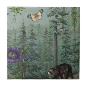 Woodland Forest Wildlife Bear, Butterfly, Nature S Ceramic Tile