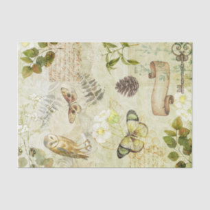 Woodland Forest Wildlife Owl Butterfly Decoupage Tissue Paper