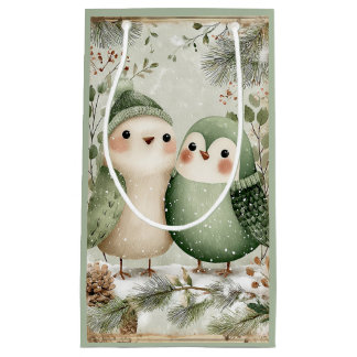 Woodland Forest Winter Birds Small Gift Bag