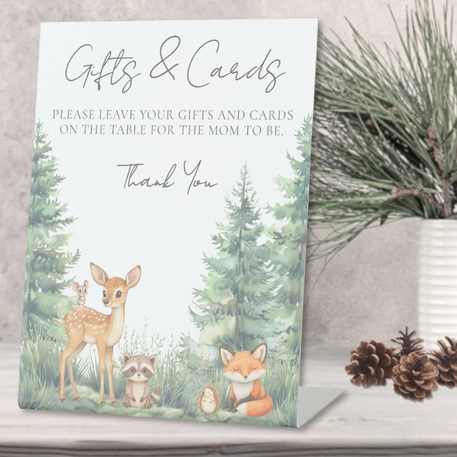 Woodland Forrest Animals Baby Shower Pedestal Sign (Woodland Forrest Animals Baby Shower Pedestal Sign)