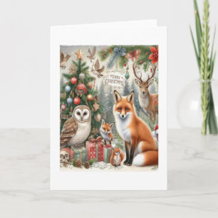 Woodland Fox and Owl Christmas  Card