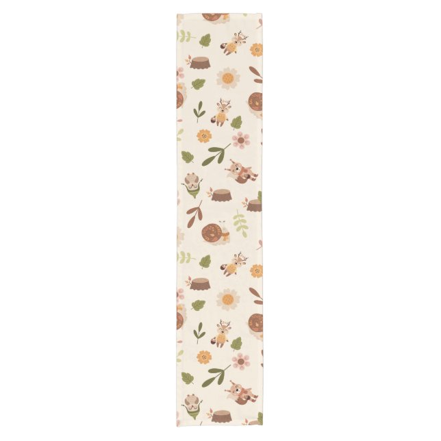 Woodland Fox Autumn Theme Neutral Tablerunner Short Table Runner (Front)