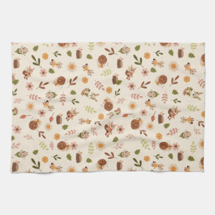 Woodland Fox Autumn Theme Neutral Tea Towel