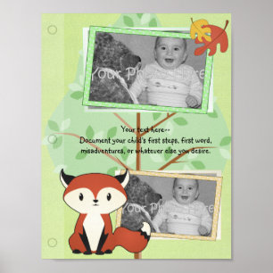 Woodland Fox Baby Book Page Poster