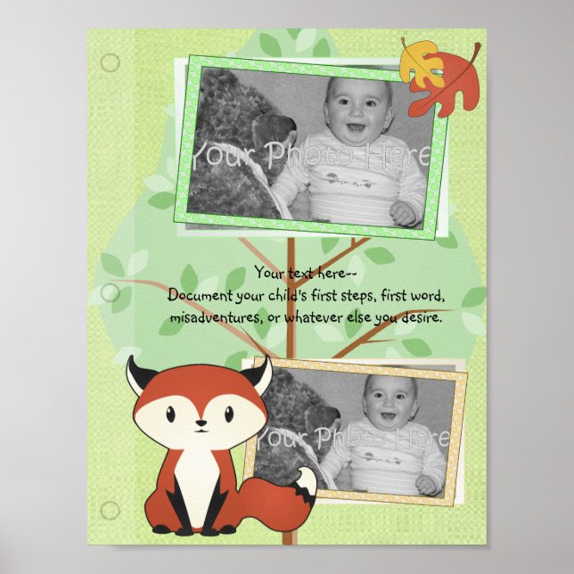 Woodland Fox Baby Book Page Poster (Front)