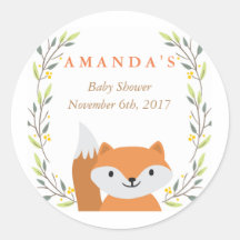 Woodland Fox Baby Shower Favour Sticker