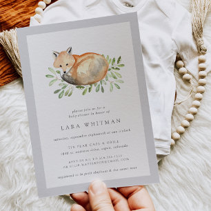 Woodland Fox Baby Shower Invitation