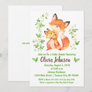 Woodland Fox Baby Shower Invitation