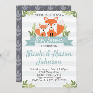 Woodland Fox Baby Shower Invitation Invite