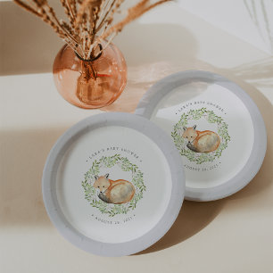 Woodland Fox Baby Shower Paper Plate