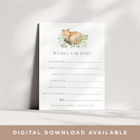 Woodland Fox Baby Shower Wishes Card