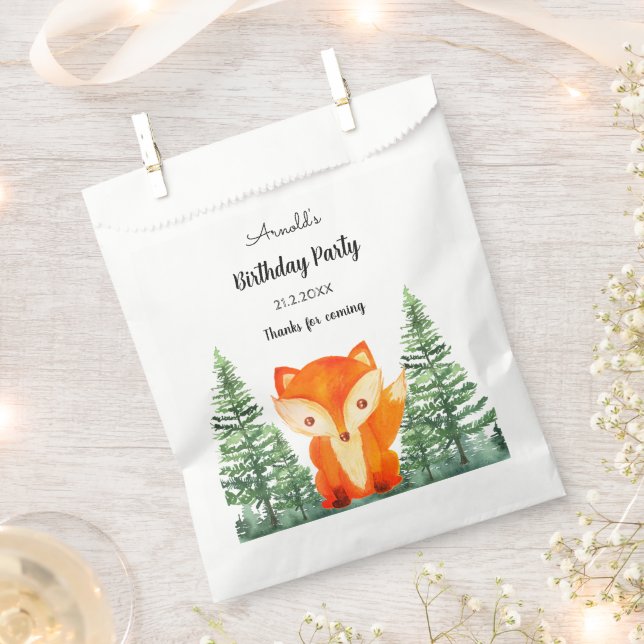 Woodland Fox Birthday Party Forest  Favour Bag (Clipped)