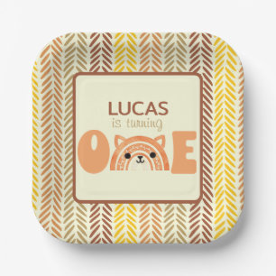 Woodland Fox Boho Rainbow First Birthday Paper Plate