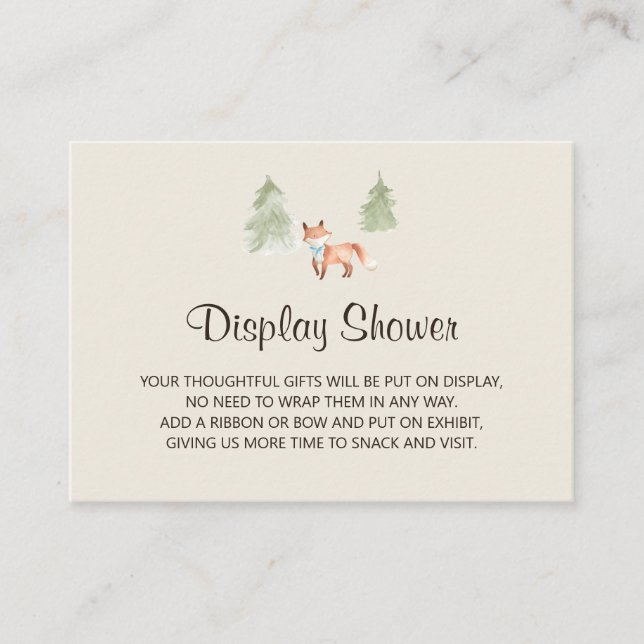 Woodland Fox Boy Display Shower Enclosure Card (Front)
