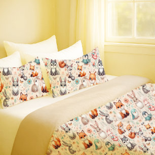 Woodland Fox Bunny Watercolor Nursery Pillowcase