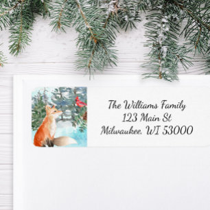 Woodland Fox Christmas Return Address Label