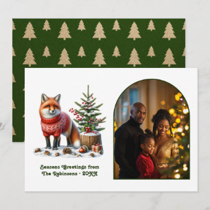 Woodland Fox Cosy Forest Christmas Magic Photo Holiday Card