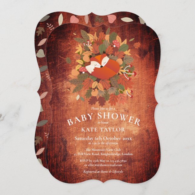 Woodland Fox Cub Baby Shower / Sprinkle Invitation (Front/Back)