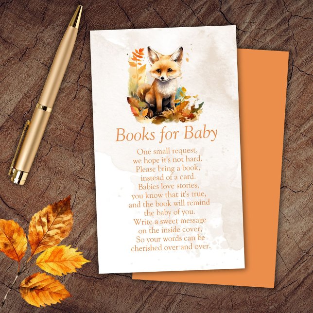 Woodland Fox Cute Baby Shower Books for Baby Enclosure Card (Creator Uploaded)