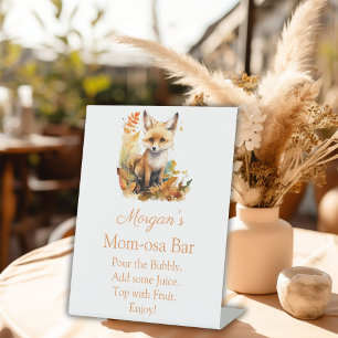 Woodland Fox Cute Baby Shower Momosa Bar Sign