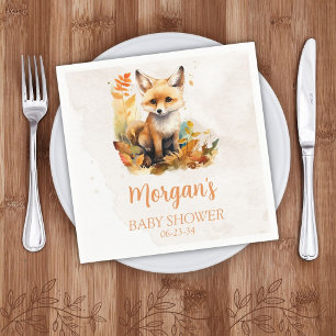 Woodland Fox Cute Baby Shower Napkin