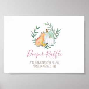Woodland Fox Diaper Raffle Baby Shower Sign