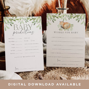 Woodland Fox Double Sided Baby Shower Wishes Card