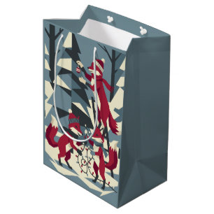 Woodland Fox Family II Christmas Gift Bag