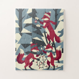Woodland Fox Family II Christmas Jigsaw Puzzle