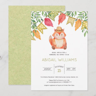 Woodland Fox Family Party Minimal Baby Shower Invitation